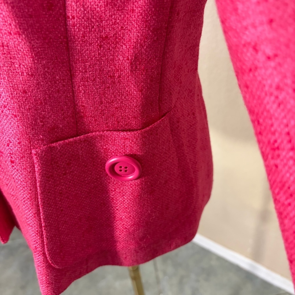 Akris Womens Silk Cashmere Hot Pink Blazer Sz 8 Retro Funky BossWives Event EUC - Picture 6 of 15